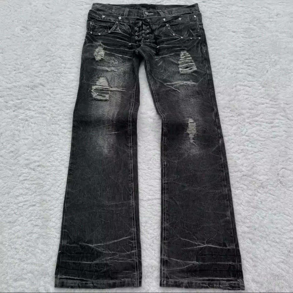 Black Japanese Double Waisted Lace up Denim ‼️LMK WHAT SIZE YOU NEED‼️